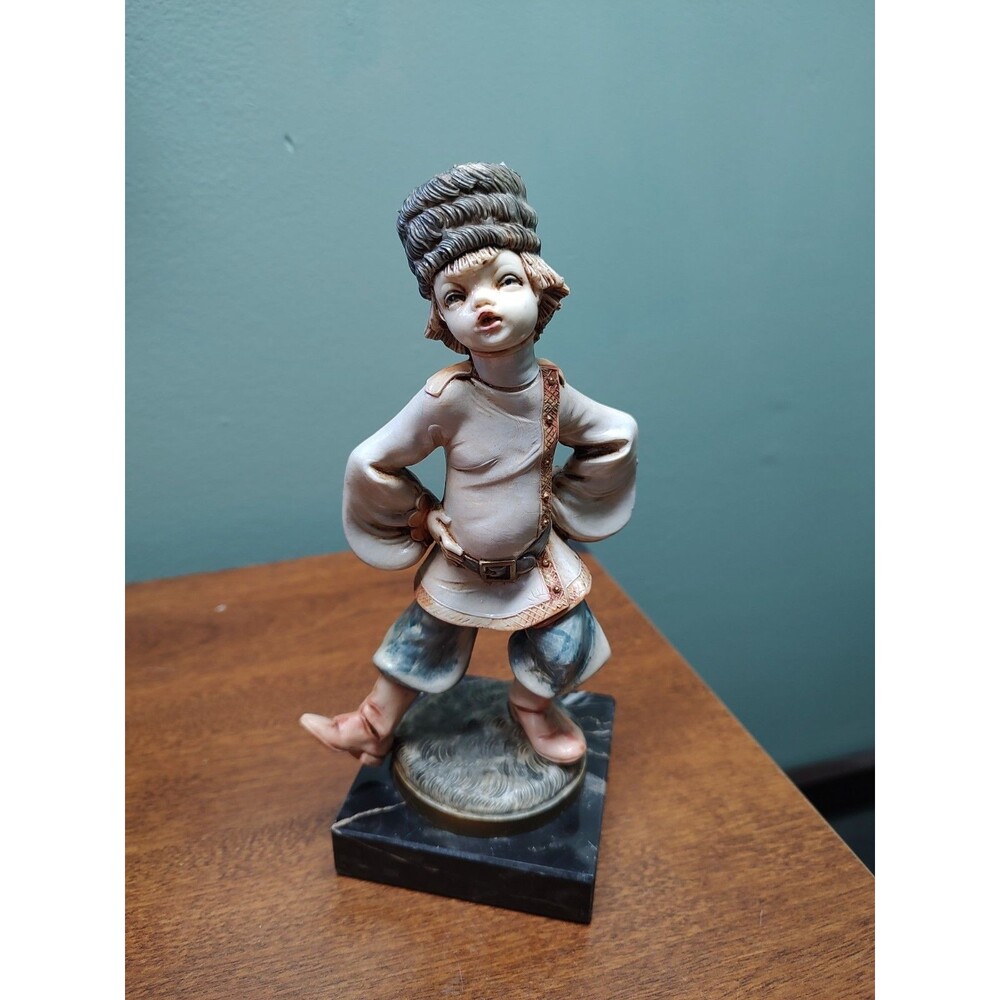 Vintage Fontanini Depose Italy Russian Dancer on Marble Base Spider Mrk 3-1/4"T
